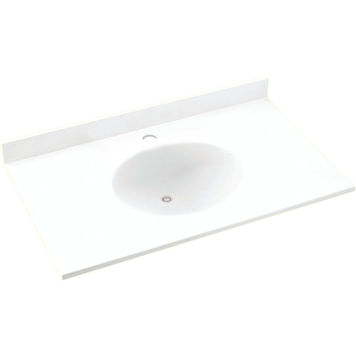 Solid Surface 37-in x 19-in Integral Single Sink Bathroom Vanity Top in White
