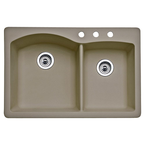 Blanco 441283-3 22-In X 33-In Double-Basin Granite Drop-In Or Undermount 3-Hole Residential Kitchen Sink in Truffle