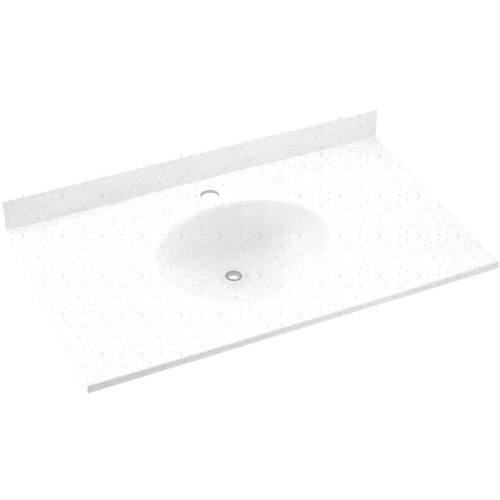 Solid Surface 61-in x 22-in Integral Single Sink Bathroom Vanity Top in Arctic Granite