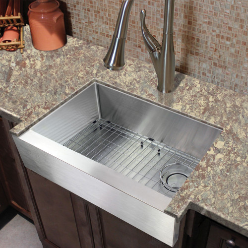 Transolid KKM-DUSSF302010 Diamond Sink Kit with Farmhouse Style Single Bowl, Magnetic Accessories Kit, and Drain Kit