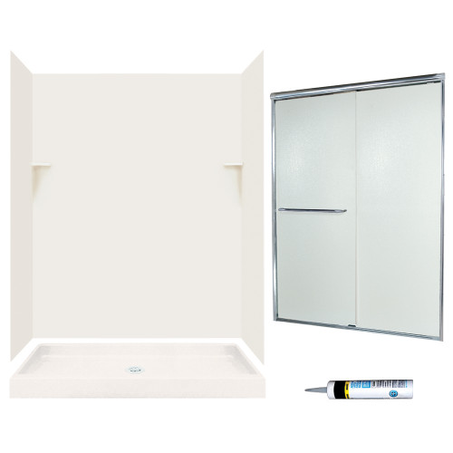 Swan SSP3460018-M58570CR 72-in x 60-in x 34-in 5-Piece Alcove Shower Kit in Bisque