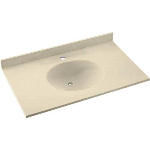 Solid Surface 31-in x 22-in Integral Single Sink Bathroom Vanity Top in Bone