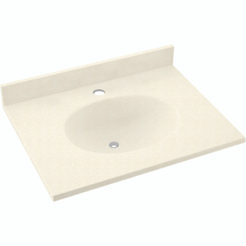 Solid Surface 25-in x 19-in Integral Single Sink Bathroom Vanity Top in Pebble