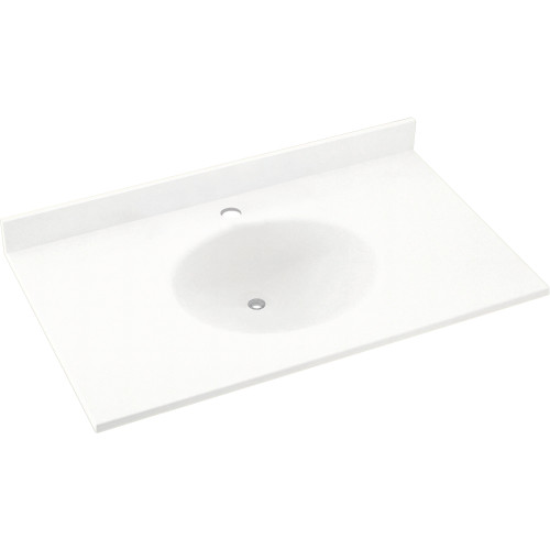 Solid Surface 31-in x 19-in Integral Single Sink Bathroom Vanity Top in Tahiti White
