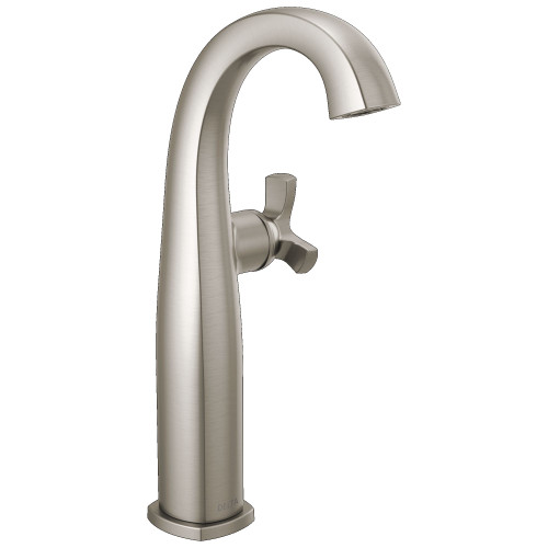Delta 7776-SS-PR-DST Stryke 6.44-in x 4.38-in x 11.75-in Single Handle Vessel Bathroom Faucet, Lumicoat Stainless