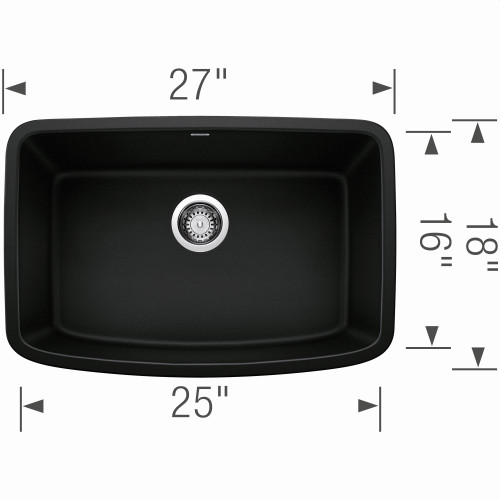 Blanco 442941 Valea 27" Single Bowl in Coal Black