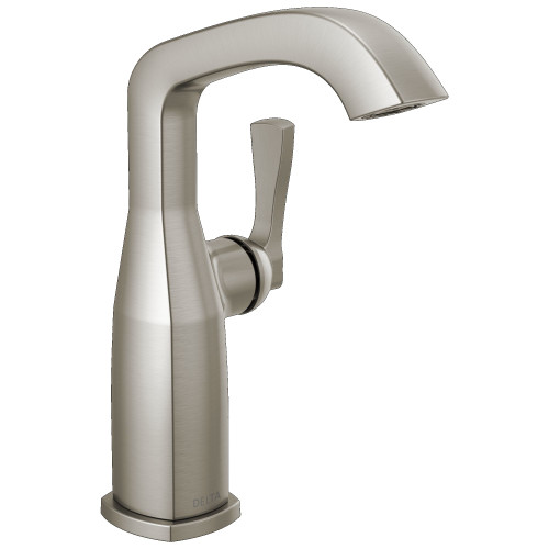 Delta 676-SS-PR-DST Stryke 4.38-in x 6.56-in x 8.94-in Single Handle Mid-Height Bathroom Faucet, Lumicoat Stainless