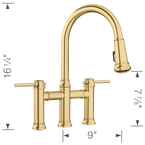 Blanco 442981 Empressa Pull-Down Bridge Faucet 1.5 GPM in Satin Gold