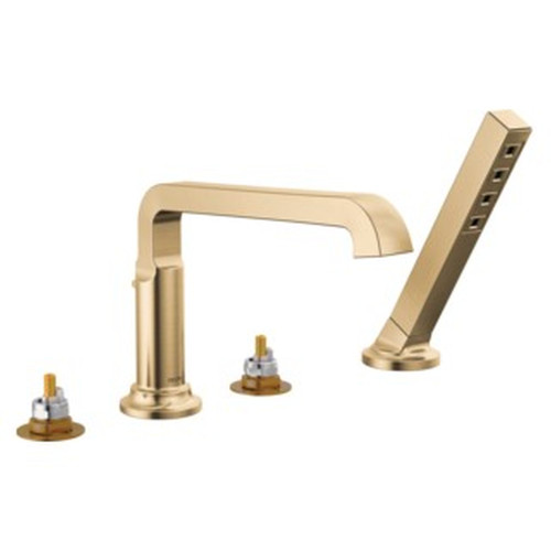 Delta T4789-CZ-PR-LHP Tetra Delta Tetra Roman Tub Trim with Hand Shower, Lumicoat Champagne Bronze