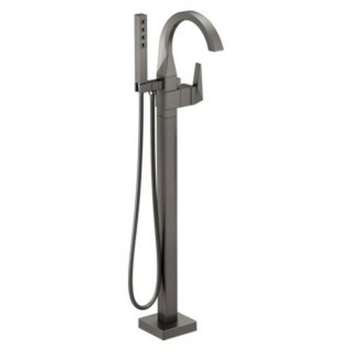 Delta T4746-KS-PR-FL Trillian Delta Trillian Single Handle Floor Mount Tub Filler Trim, Lumicoat Black Stainless