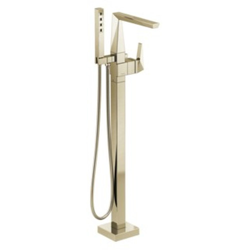 Delta T4743-PN-PR-FL Trillian Delta Trillian Single Handle Floor Mount Tub Filler Trim, Lumicoat Polished Nickel