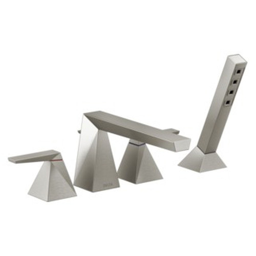 Delta T4743-SS-PR Trillian Delta Trillian Two-Handle Roman Tub Trim with Hand Shower, Lumicoat Stainless