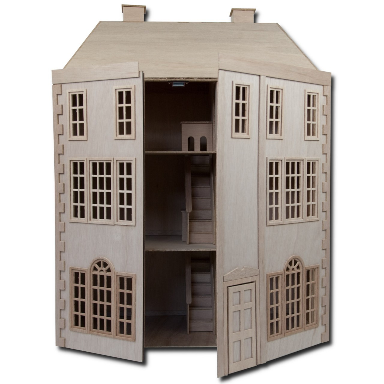 wooden open dollhouse