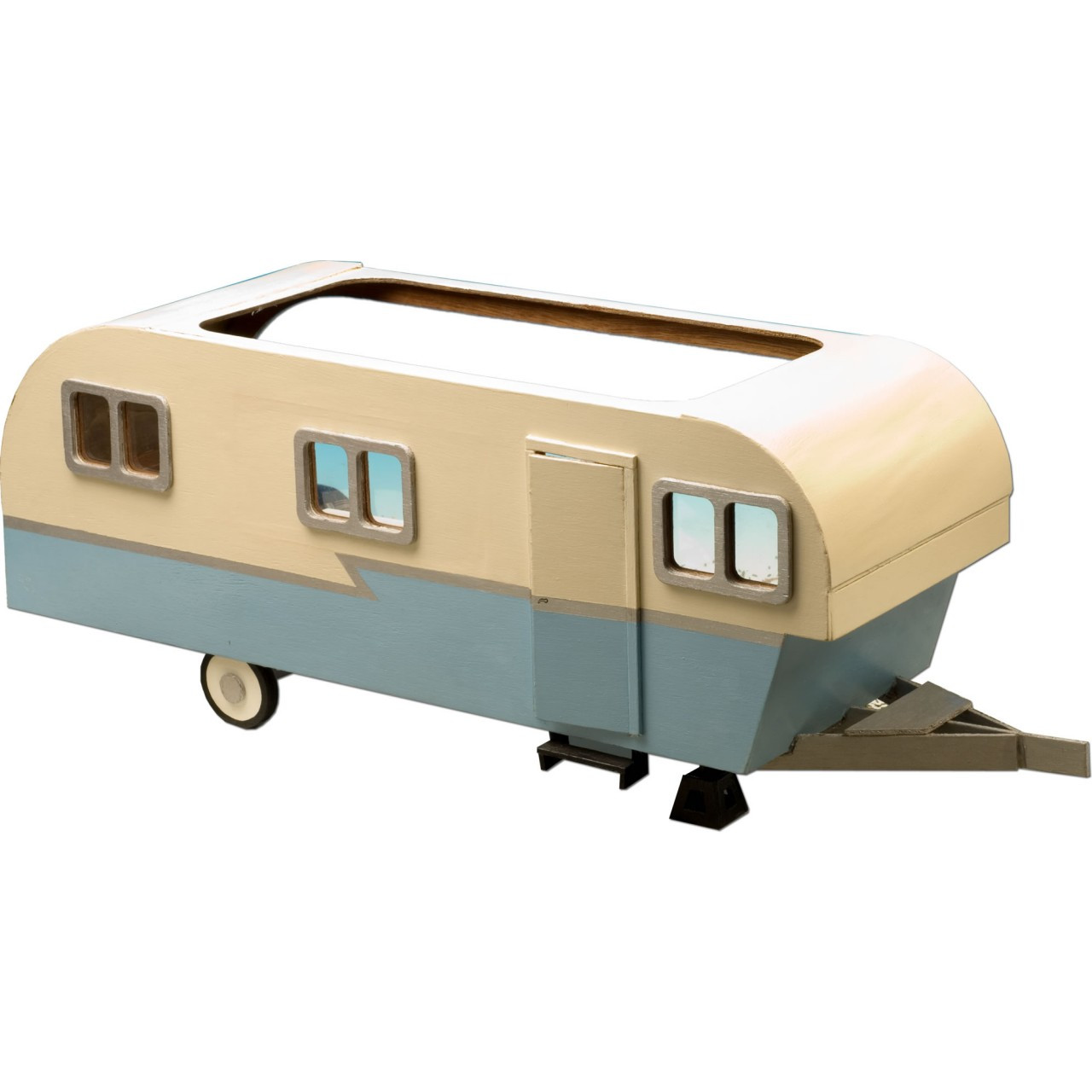 Mitcien Dollhouse Playset DIY Pretend Portable Caravan Camper Bus Toy Kit with Little Critters Bunny Dolls Mini Cottage House Set Camping Family