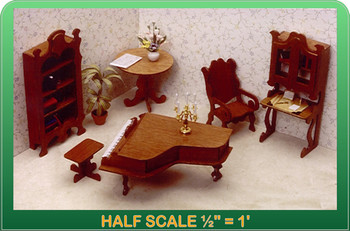 Dining Room Set Craftsman Style dollhouse wooden furniture 1/12 scale 6pc T6239 