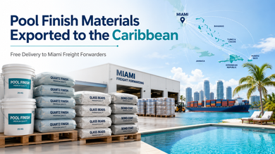 Pool Finish Materials Exported to the Caribbean | Free Delivery to Miami Freight Forwarders
