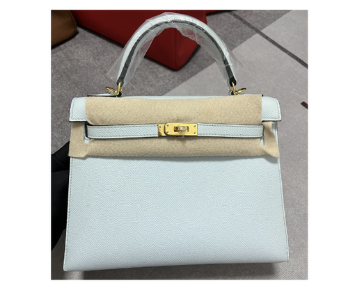 Hermès-Inspired Kelly 25 Sellier - Smog Blue