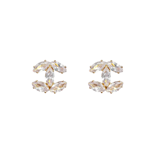 Brilliant Diamond Cut CC Gold Earrings