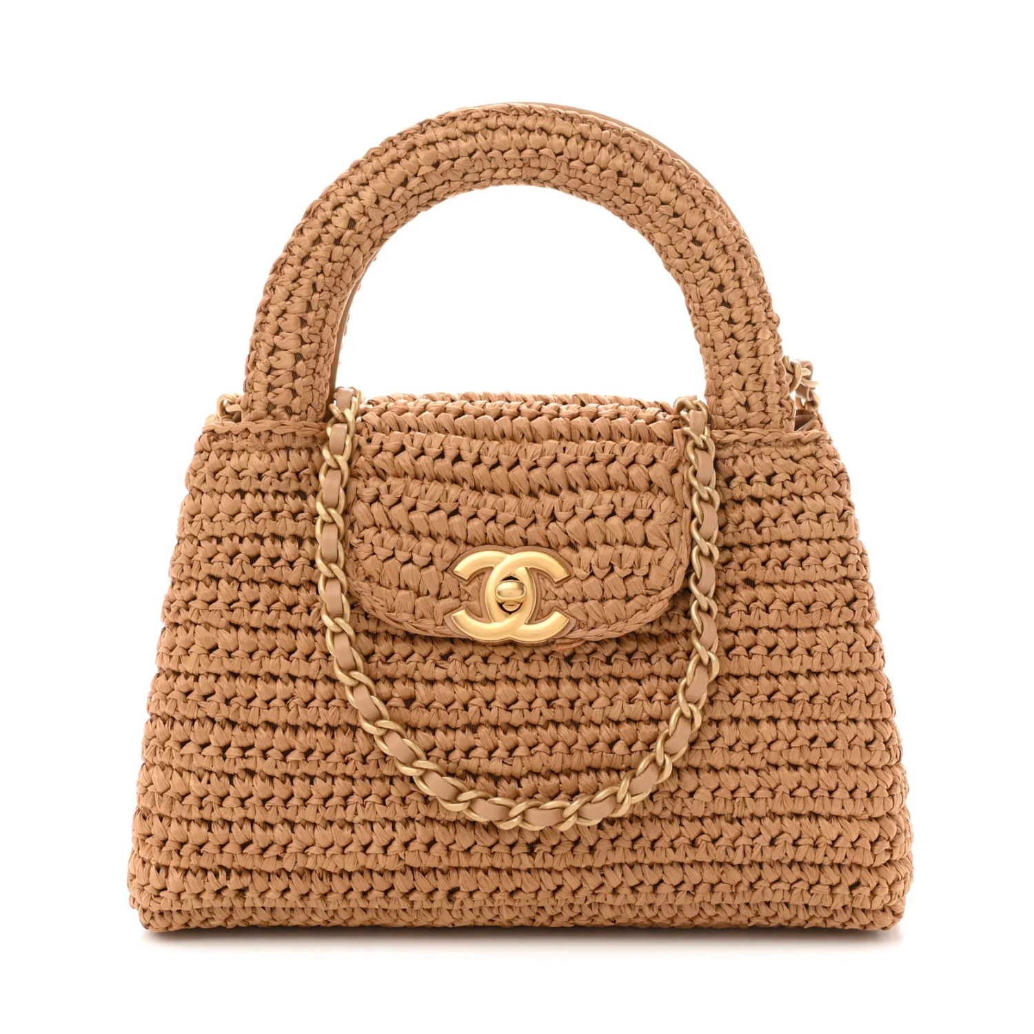 Luxury-Inspired Small Raffia Shopping Bag
