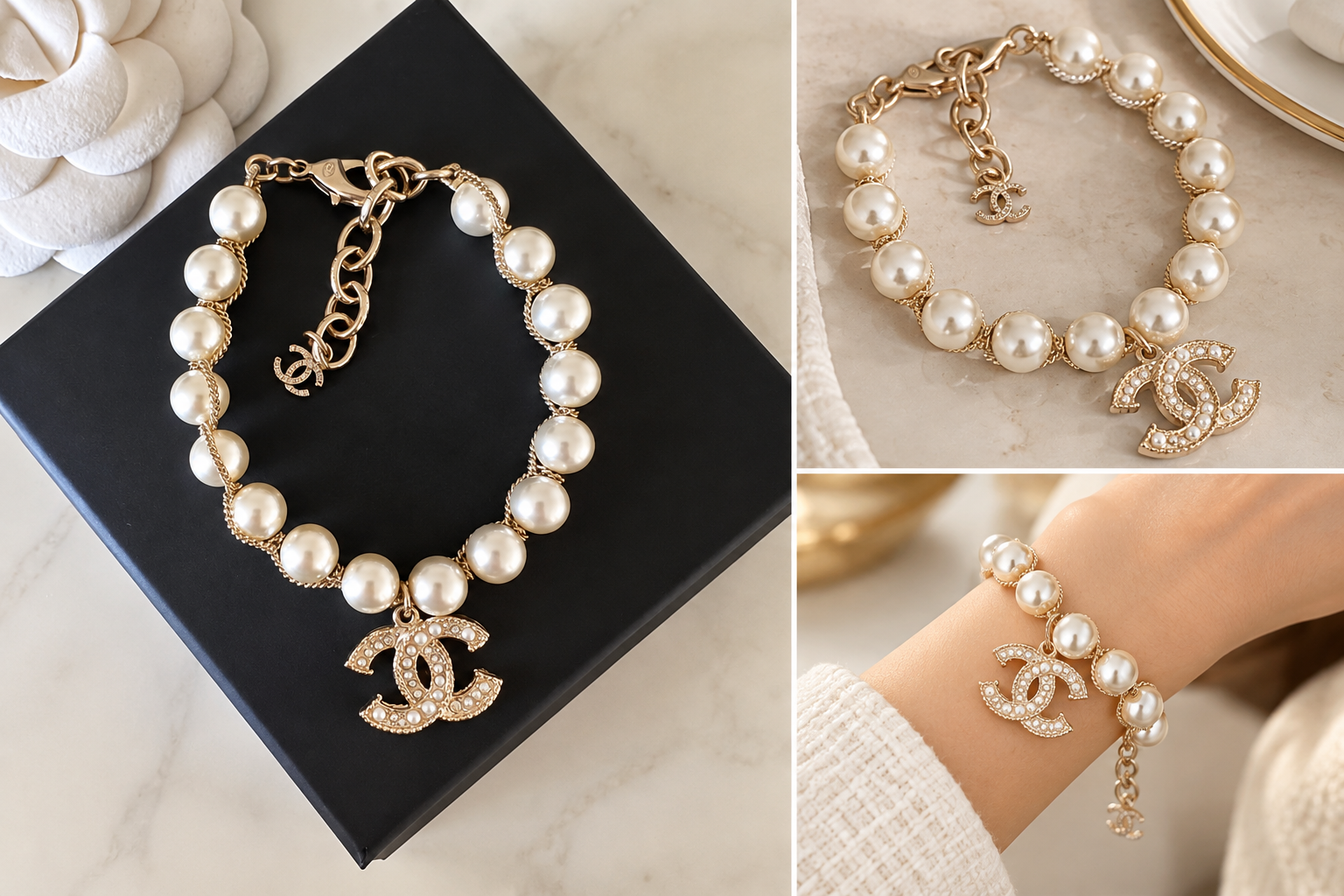 Chanel Inspired Pearl Bracelet