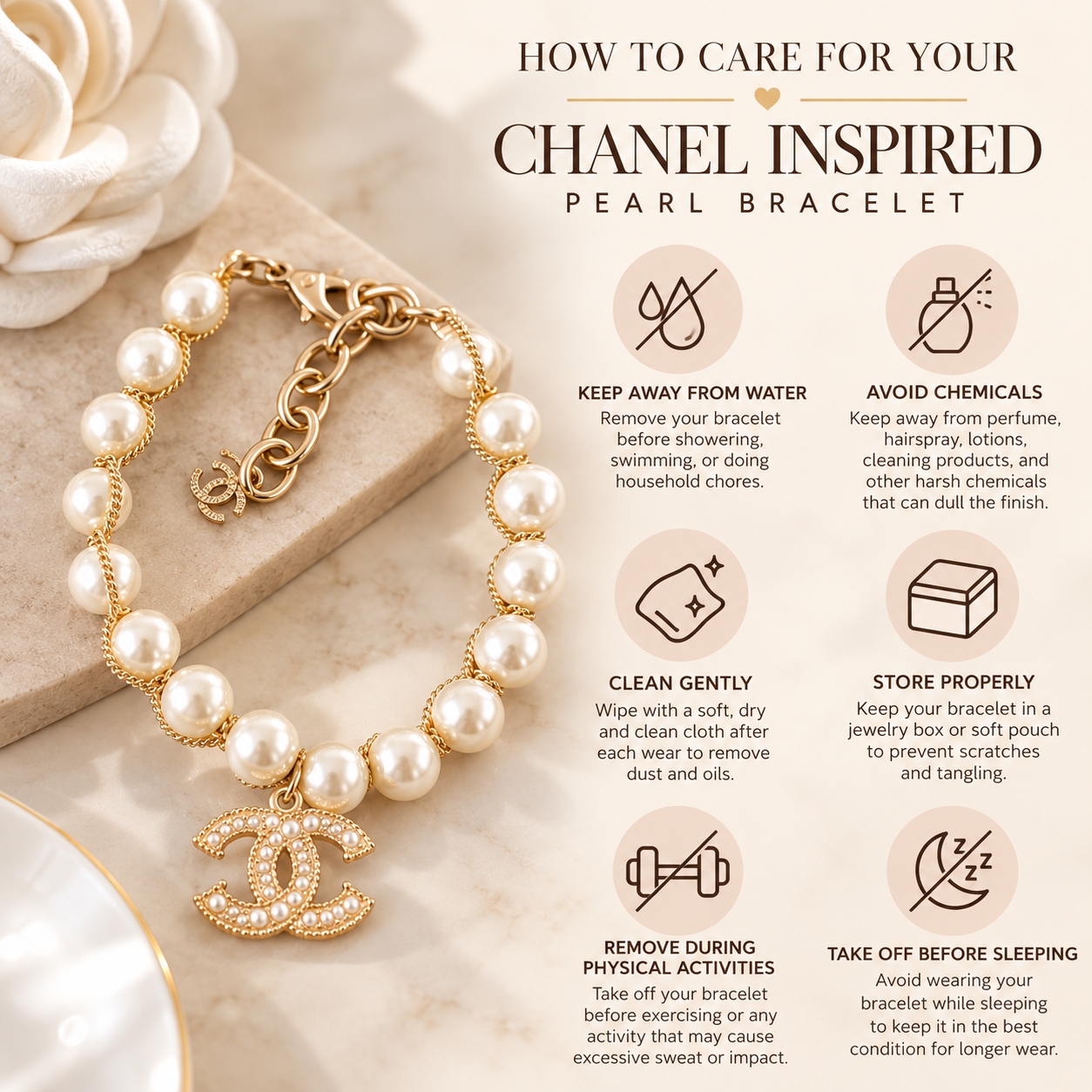 Care Guide - Chanel Inspired Pearl Bracelet