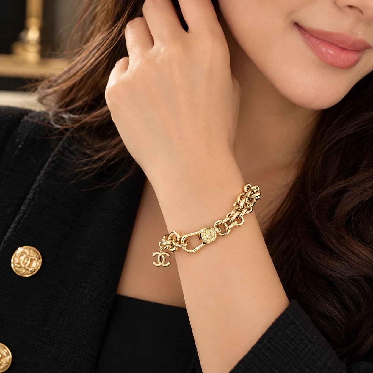 Chanel Inspired Double-Strand Chain Bracelet for Sale