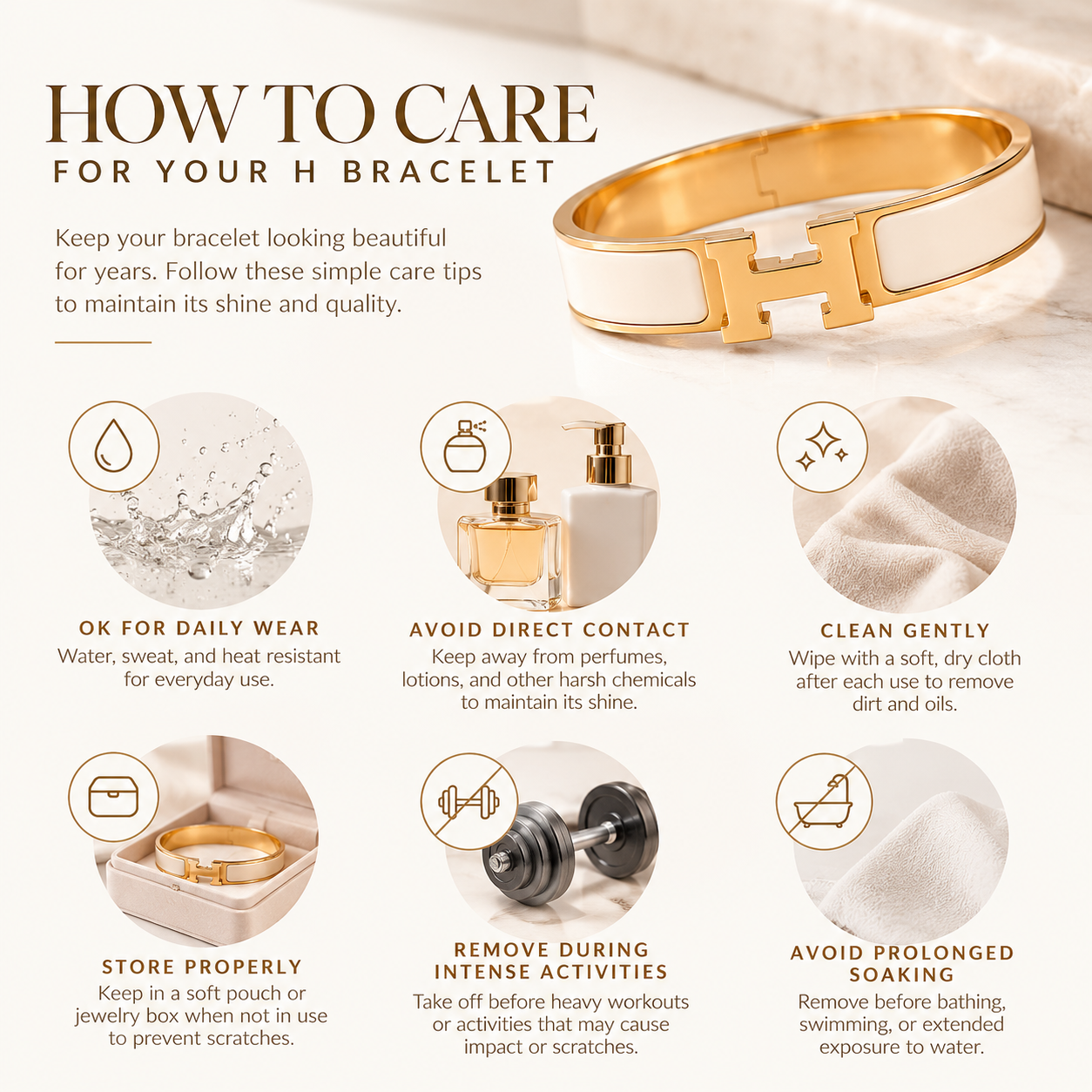 Care Guide - Hermes Inspired H Bracelet