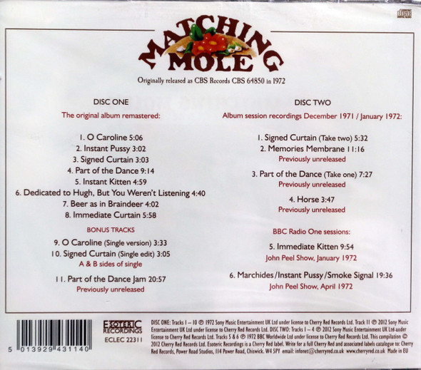 Matching Mole - same deluxe 2 cds  9 bonus tracks remastered