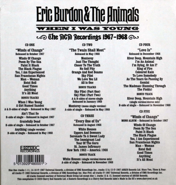Eric Burdon & the Animals - When I Was Young The MGM Recordings 1967-1968 5 cd box
