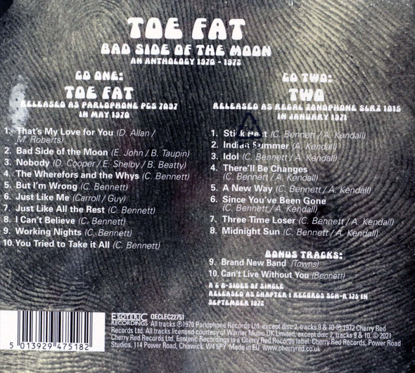 Toe Fat - Bad Side of the Moon An Anthology 1970-1972 both lps on 2 cds with 2 bonus tracks
