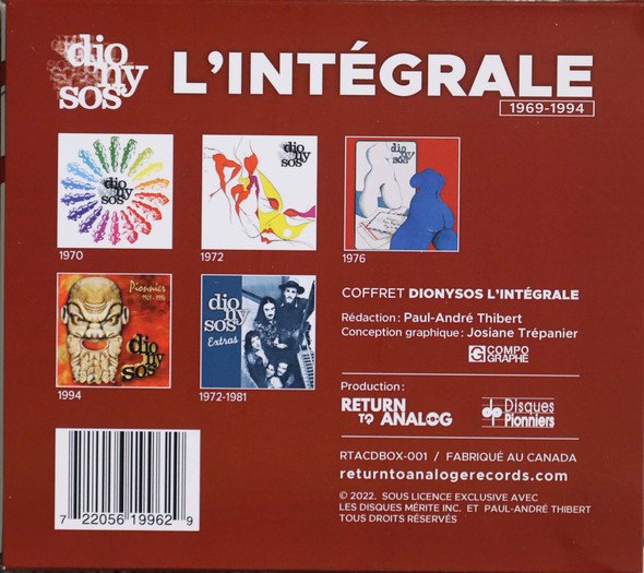 Dionysos - L'integrale 1969-1994  5 cd  box set  remastered