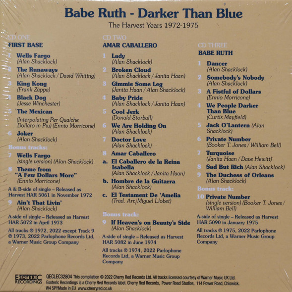 Babe Ruth - Darker Than Blue The Harvest Years 1972-1975 3 cds
