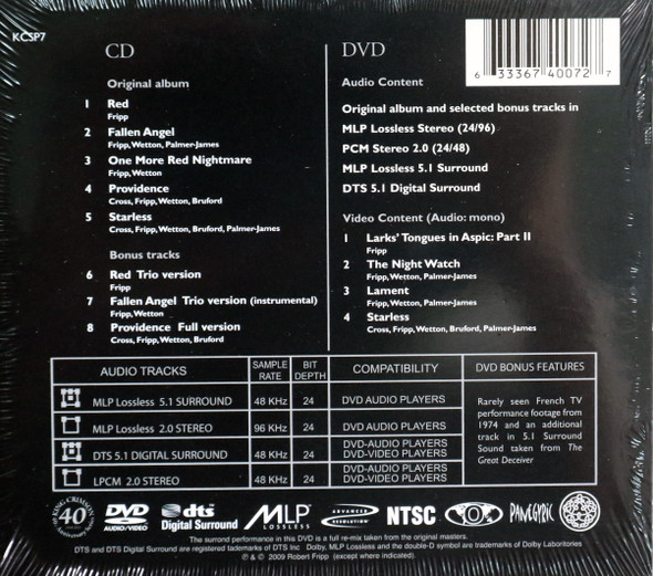 King Crimson - Red   CD + DVD audio/video remastered 