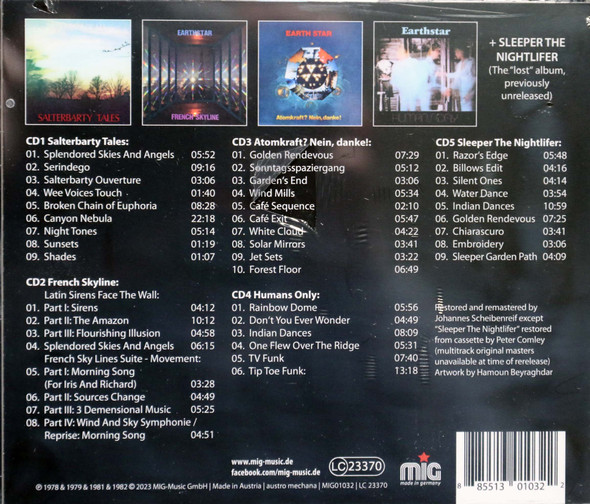 Earthstar - The Collected Works 5 cds includes Salterbarty Tales, French Skyline, Atomkraft? Nein, danke!, Humans Only, Sleeper in the Nightlife (unreleased)