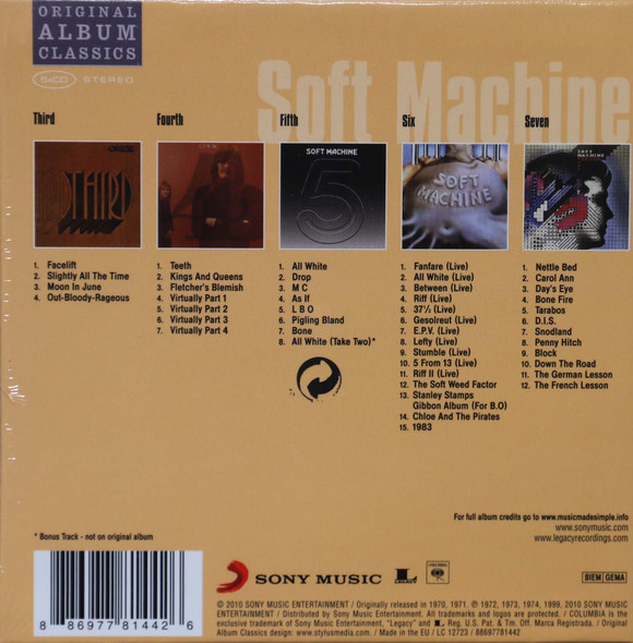 Soft Machine - Original Album Classics  includes Third, 4 , 5, 6 and 7.  6 lps on 5 cds