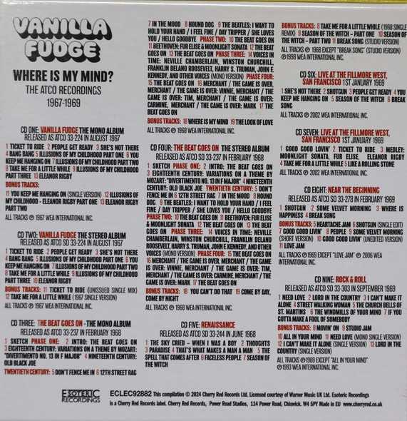 Vanilla Fudge - Where is My Mind? The Atco Recordings 1967-1969 9 cd box set many bonus tracks