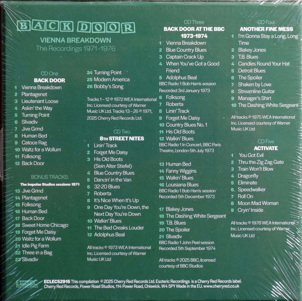Back Door - Vienna Breakdown The Recordings 1971-1976 5 CD box set