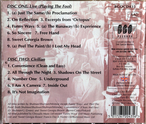 Gentle Giant - Live (Playing the Foole) + Civilian 2 cds  1 copy out of print