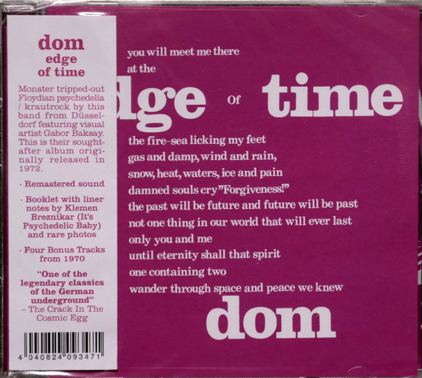 Dom - The Edge of Time newly remastered 4 bonus tracks