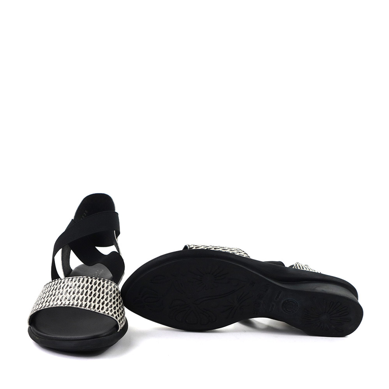 Arche Satia Sandal in Black White Print Hanig s Footwear