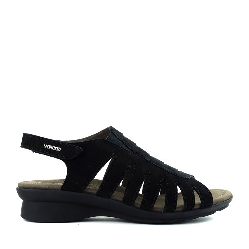 Mephisto Praline Sandal Black side - Hanig's Footwear