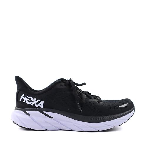 Hoka One One Clifton 8 Black/White Womens side view - Hanig's Footwear