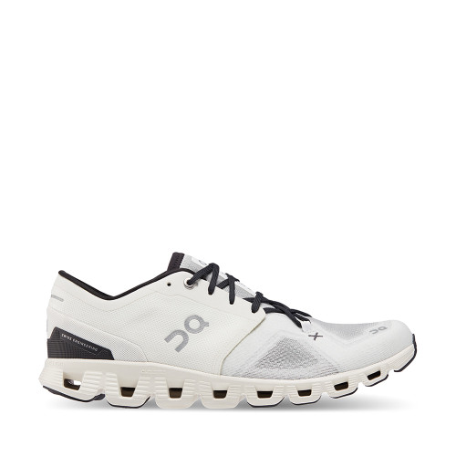 On Cloud X 3 Ivory Black Mens side view - Hanig's Footwear