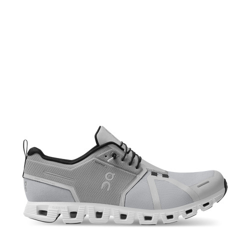 On Cloud 5 Waterproof Glacier White Mens side view - Hanig's Footwear