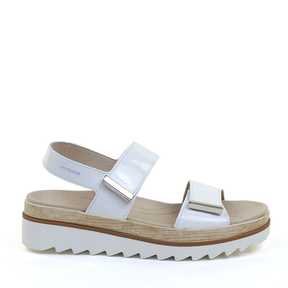 Mephisto Dominica White Patent Sandal | Hanig's Footwear