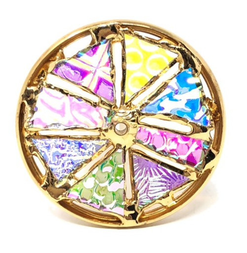 Kaleidoscope Wheel with Textured Dichroic Glass in Brass for Chesnik Kaleidoscope 