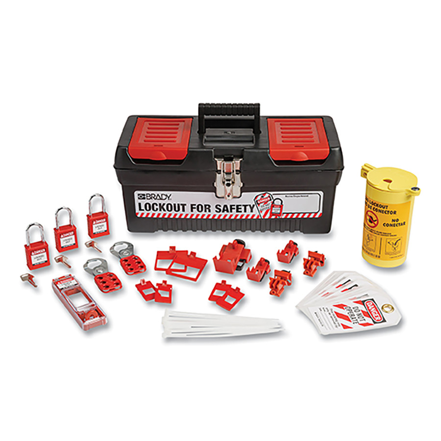 Electrical Lockout Tagout Kit, 34 Pc, With toolbox and Nylon Safety ...