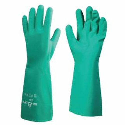 Buy NITRILE DISPOSABLE GLOVES, GAUNTLET CUFF, UNLINED LINED, 10/X-LARGE, GREEN, 15 MIL now and SAVE!