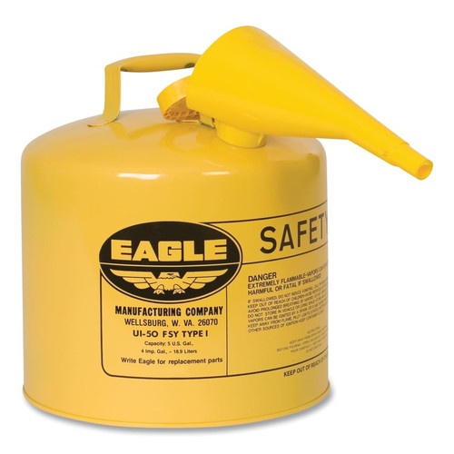 Buy TYPE 1 SAFETY CAN WITH FUNNEL, 5 GAL, YELLOW now and SAVE!