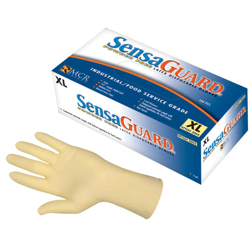 BUY DISPOSABLE LATEX GLOVES, POWDER FREE, ROLLED CUFF, 5 MIL, NAT. WHITE, X-LARGE now and SAVE!